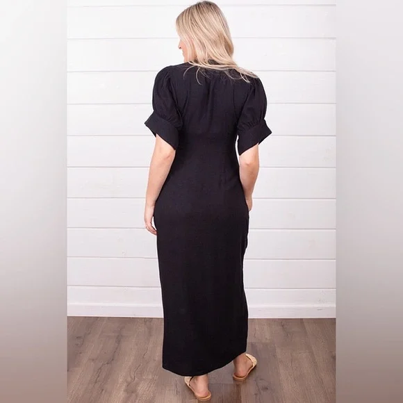 77. FREE PEOPLE Vintage Summer Midi Dress in Black Sz XS NWT $98 - Picture 10 of 12